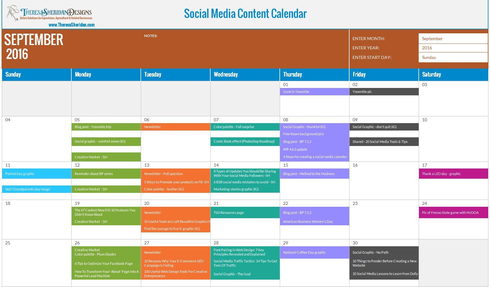 Social Media Content Calendar