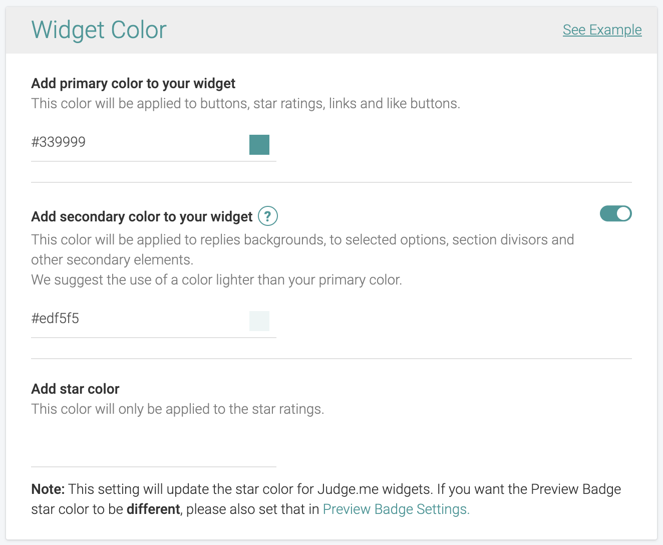 judge.me widget 3.0 widget color settings