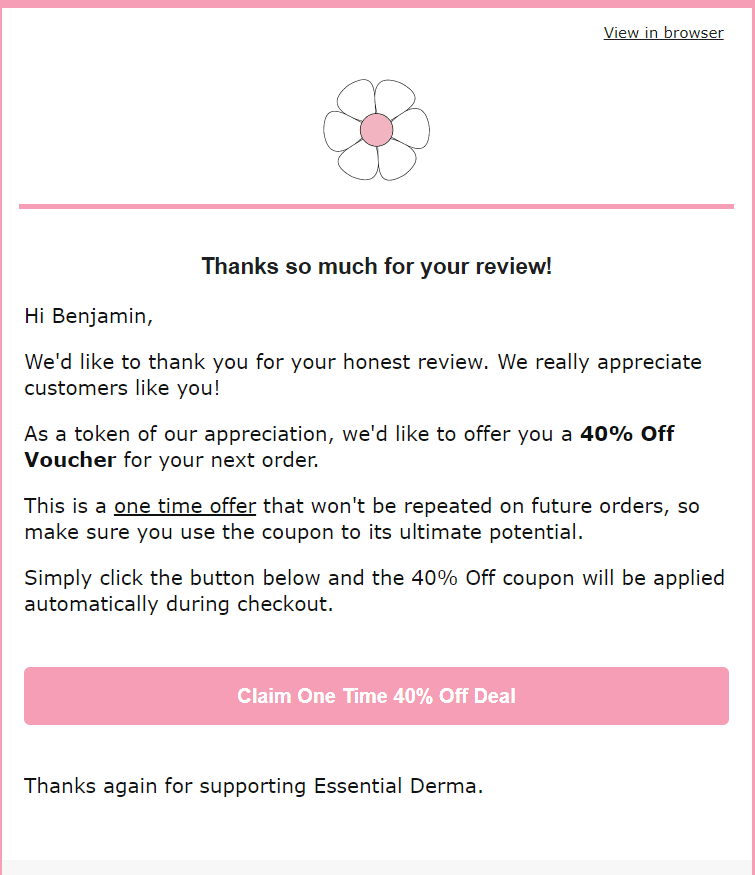 essential derma judge.me klaviyo follow-up emails 1